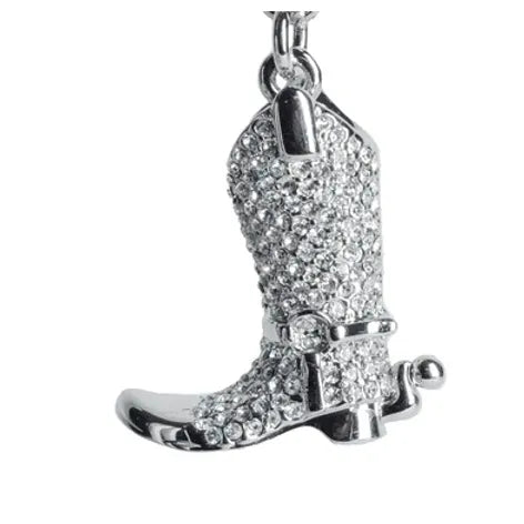 COWBOY BOOT KEYCHAIN W RHINESTONE CRYSTALS KC2