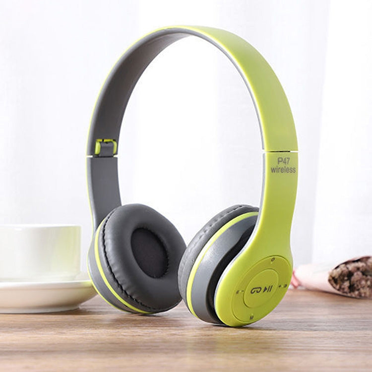 P47 Foldable Wireless Bluetooth Headphone with 3.5mm Audio Jack, Support MP3 / Call (Green)