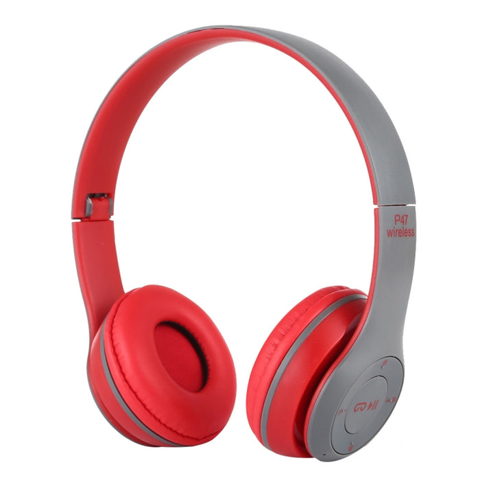 P47 Foldable Wireless Bluetooth Headphone with 3.5mm Audio Jack, Support MP3 / Call(Red)