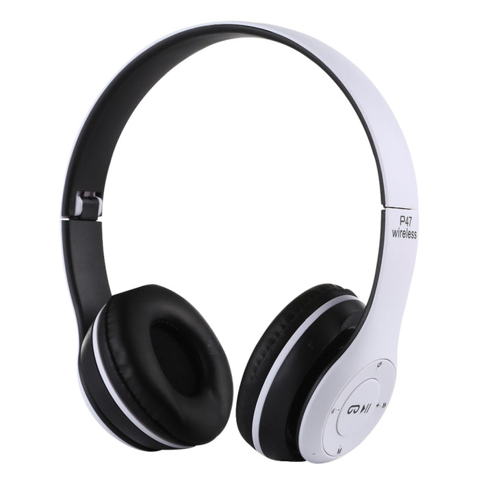 P47 Foldable Wireless Bluetooth Headphone with 3.5mm Audio Jack, Support MP3 / Call(White)