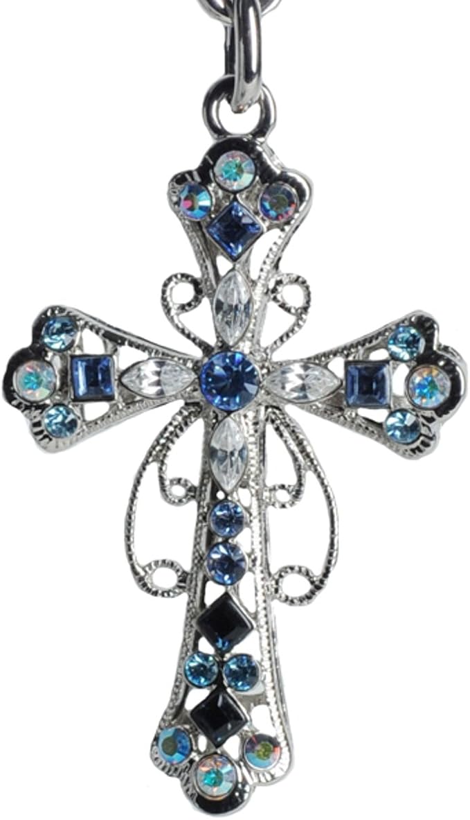 CROSS BLUE KEYCHAIN W RHINESTONE CRYSTAL KC28