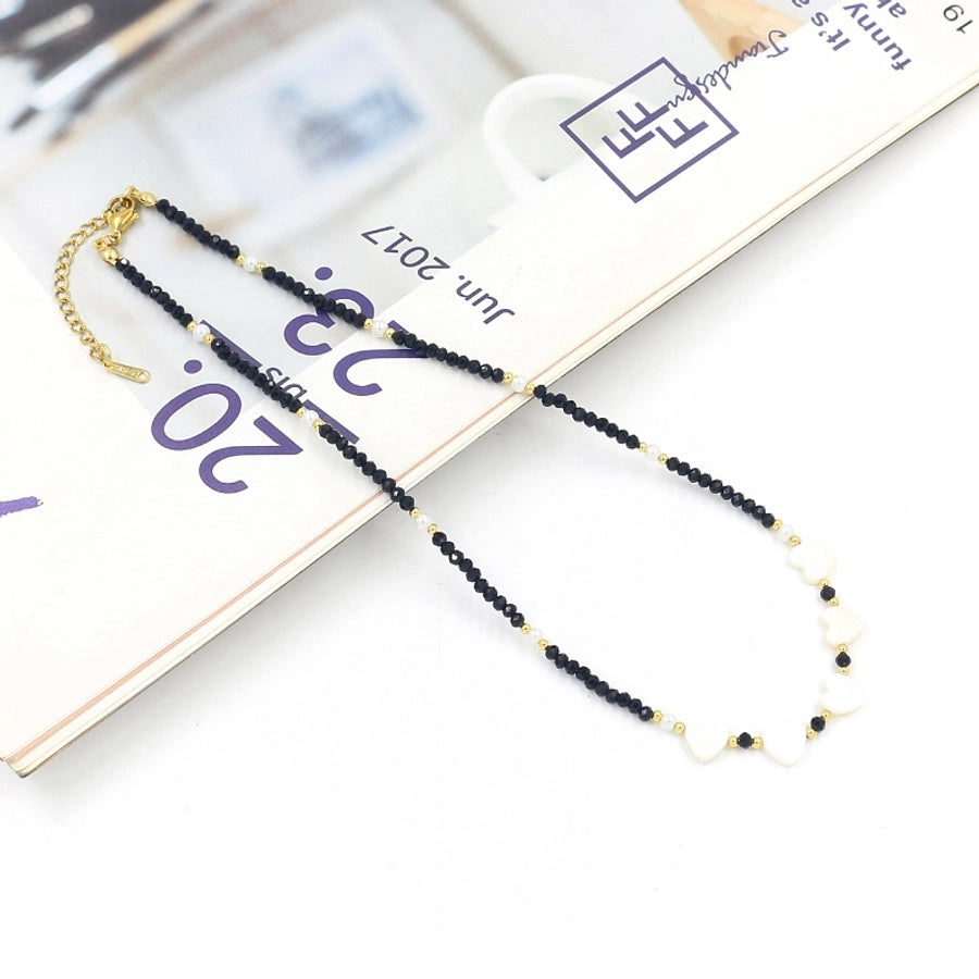 classic style round shell beaded women's necklace