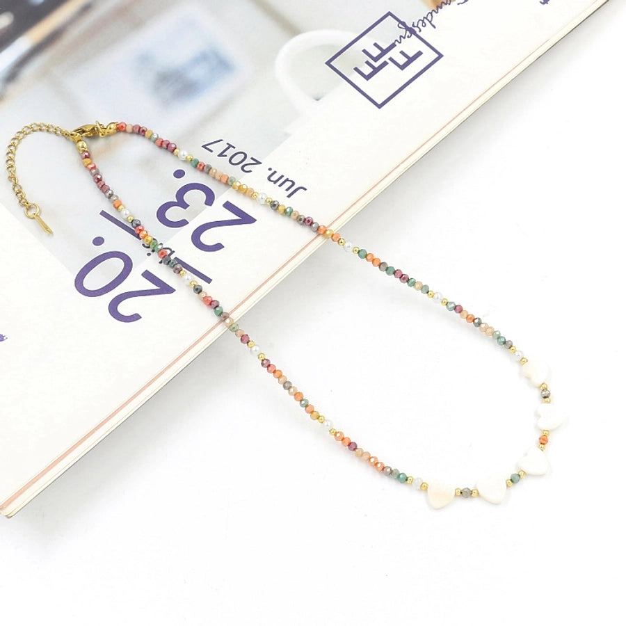 classic style round shell beaded women's necklace