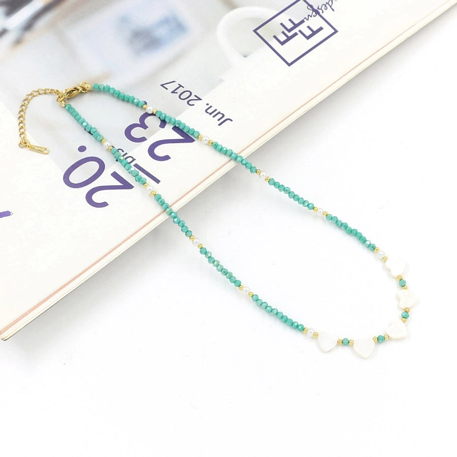 classic style round shell beaded women's necklace