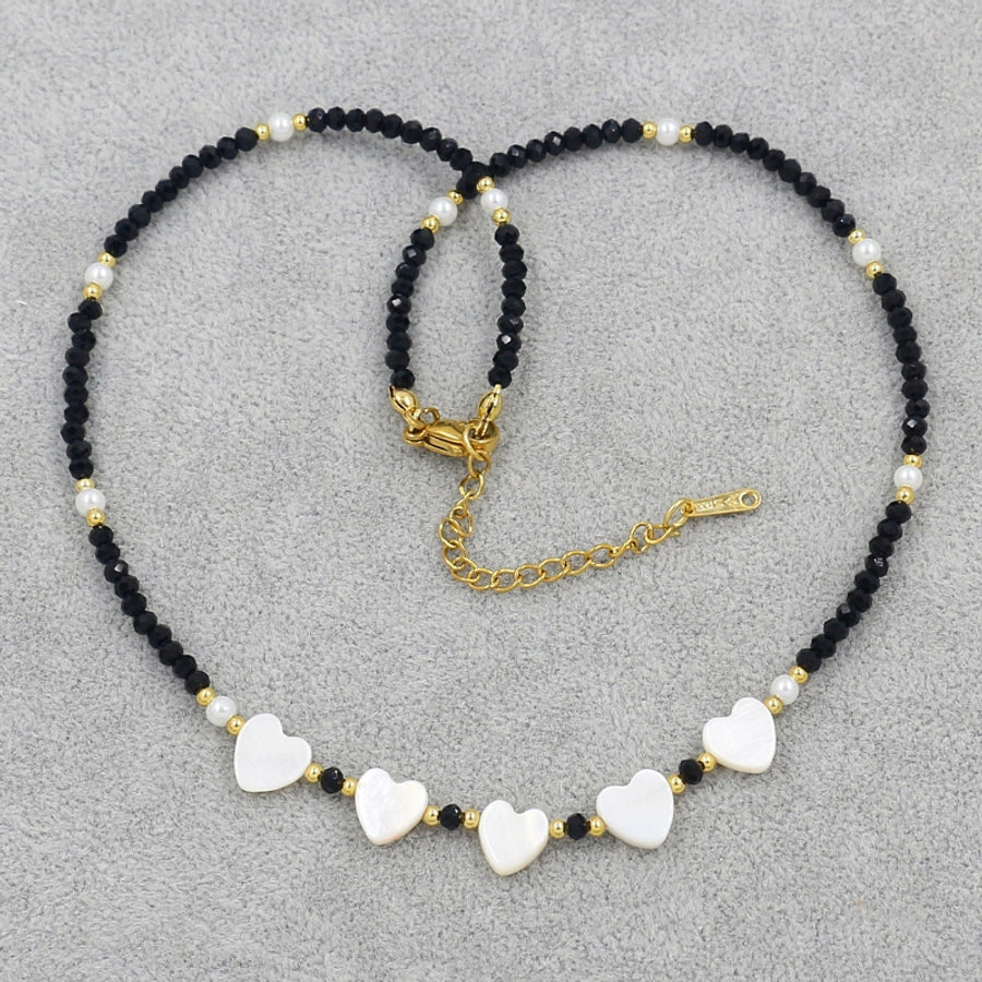 classic style round shell beaded women's necklace