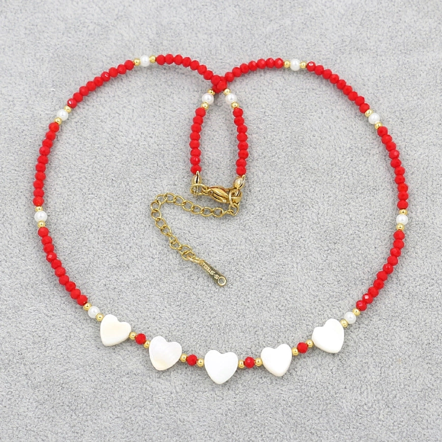 classic style round shell beaded women's necklace