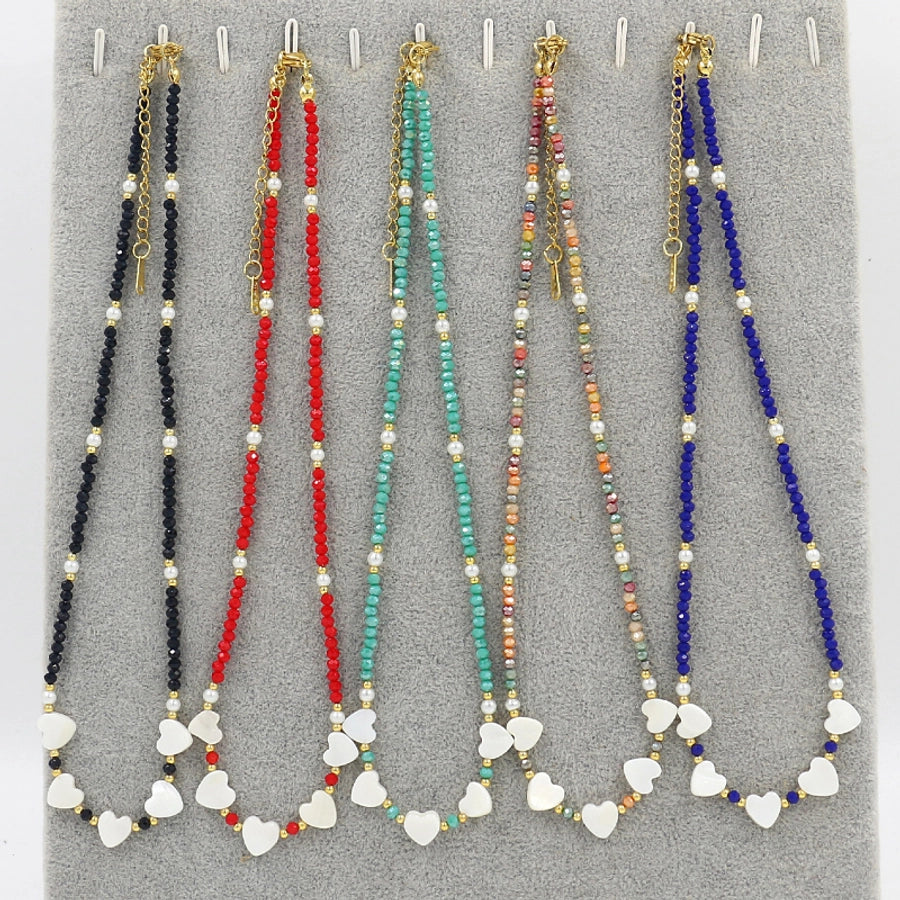 classic style round shell beaded women's necklace