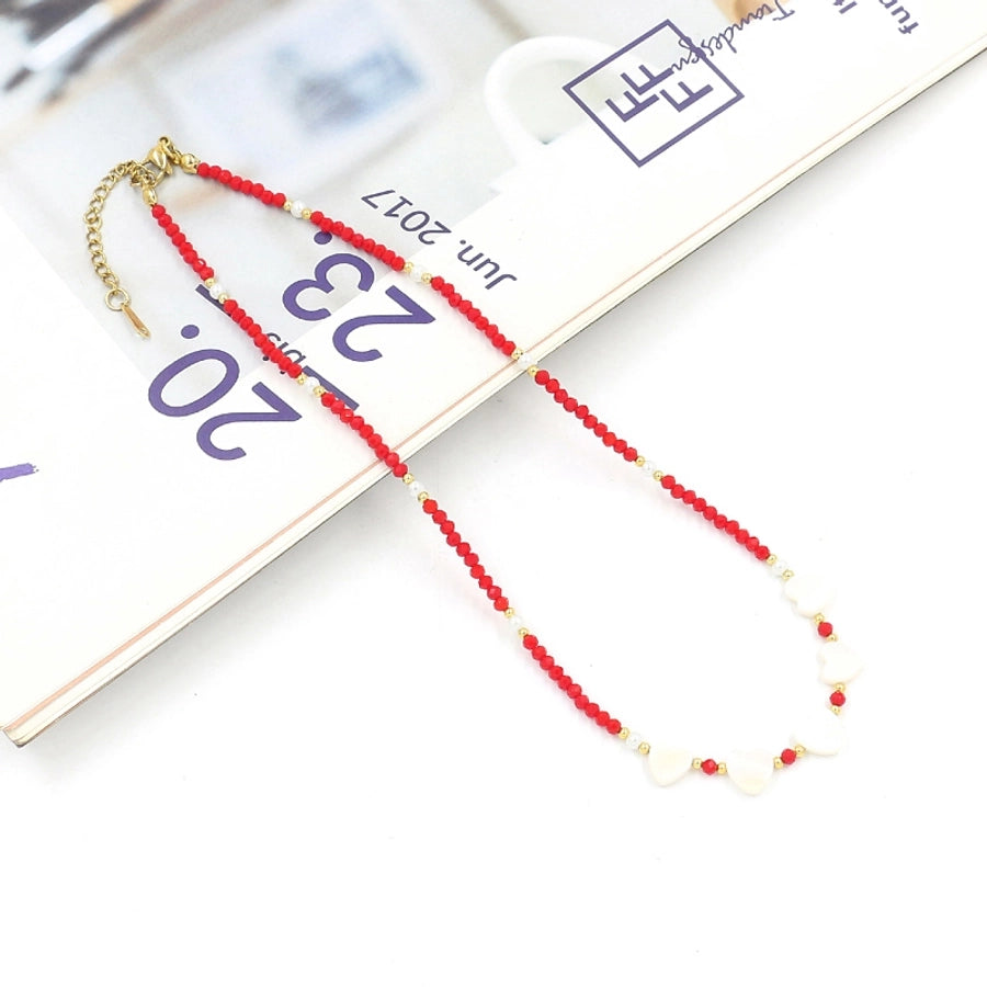 classic style round shell beaded women's necklace