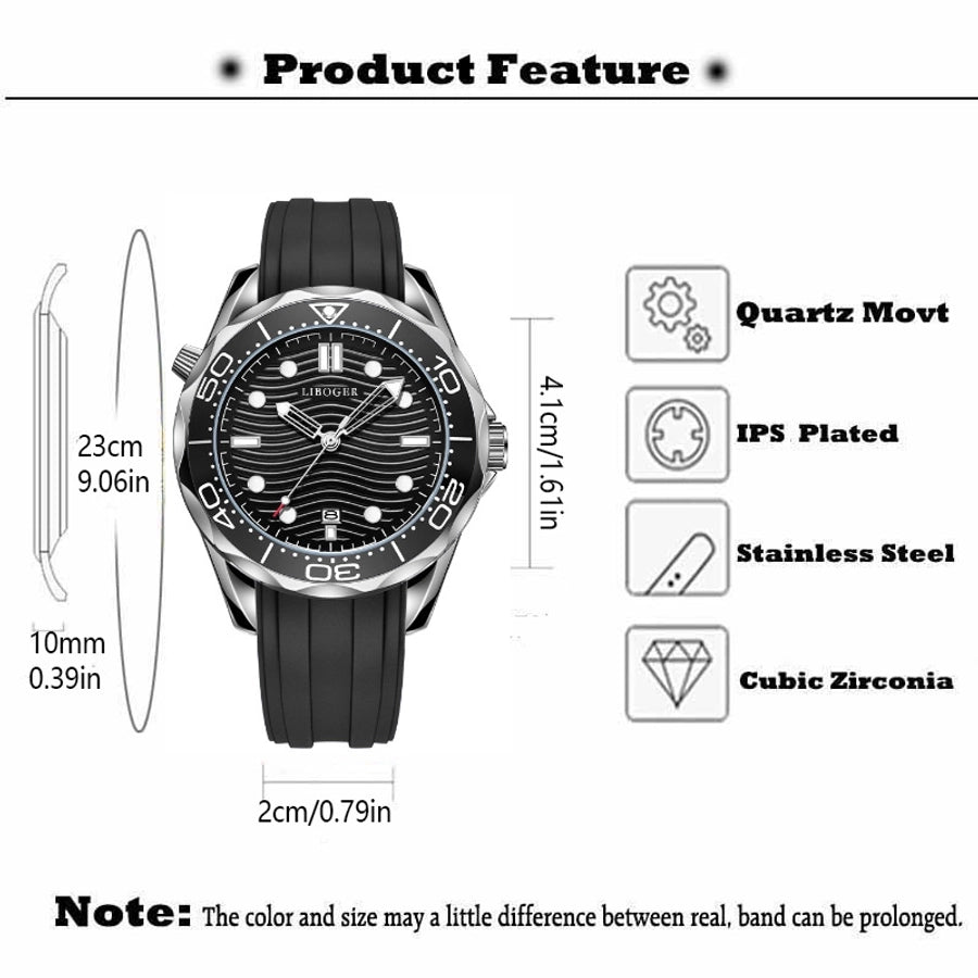 Classic Style Oversized Solid Color Needle Buckle Quartz Men's Watches