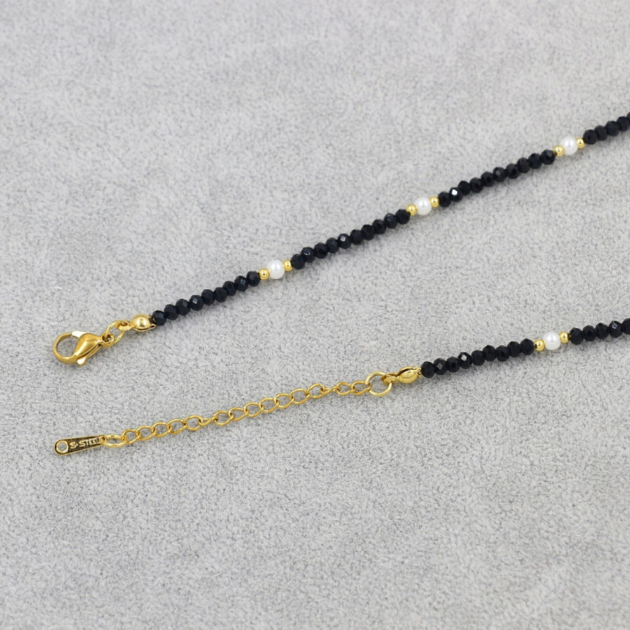 classic style round shell beaded women's necklace