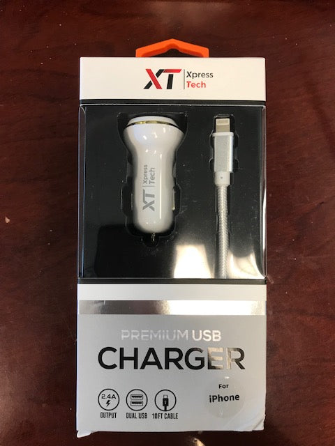 131 - 2.4 Dual Iphone Car Charger W/ Cable