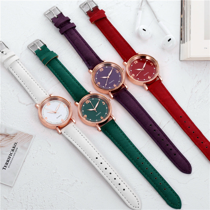 casual solid color buckle quartz women's watches