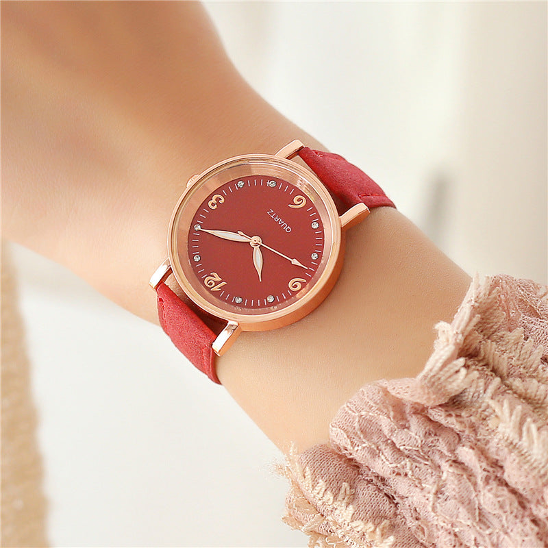 casual solid color buckle quartz women's watches