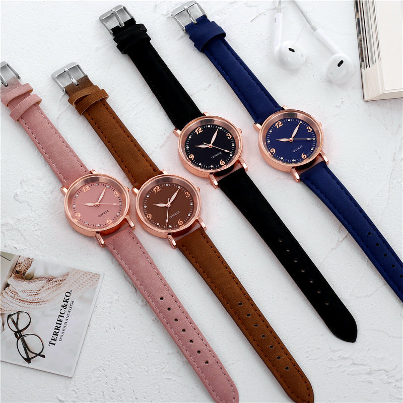 casual solid color buckle quartz women's watches