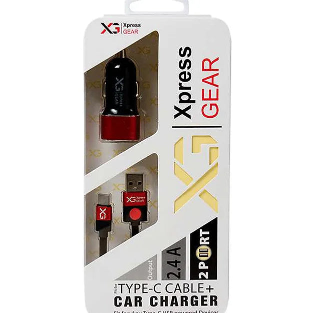 121 - 2.4 Dual TYPE C CAR CHARGER with Cable