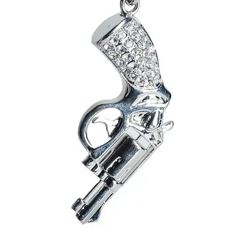GUN KEYCHAIN W RHINESTONE CRYSTALS KC1