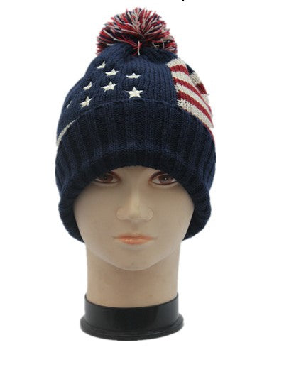 USA Warm Knit Pom Pom Beanie