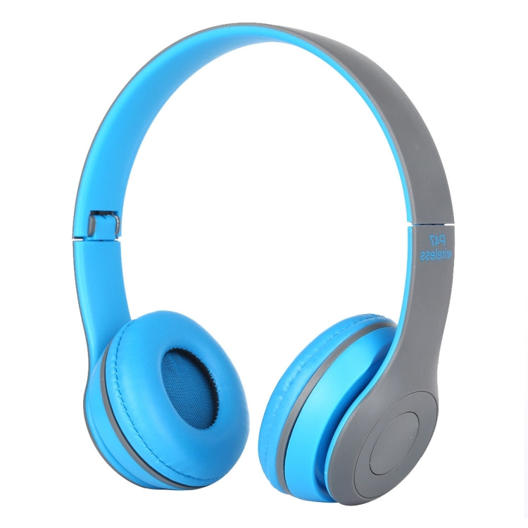 P47 Foldable Wireless Bluetooth Headphone with 3.5mm Audio Jack, Support MP3 / Call(Blue)