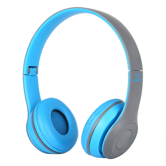P47 Foldable Wireless Bluetooth Headphone with 3.5mm Audio Jack, Support MP3 / Call(Blue)