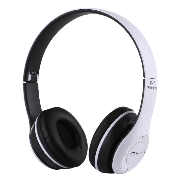 P47 Foldable Wireless Bluetooth Headphone with 3.5mm Audio Jack, Support MP3 / Call(White)