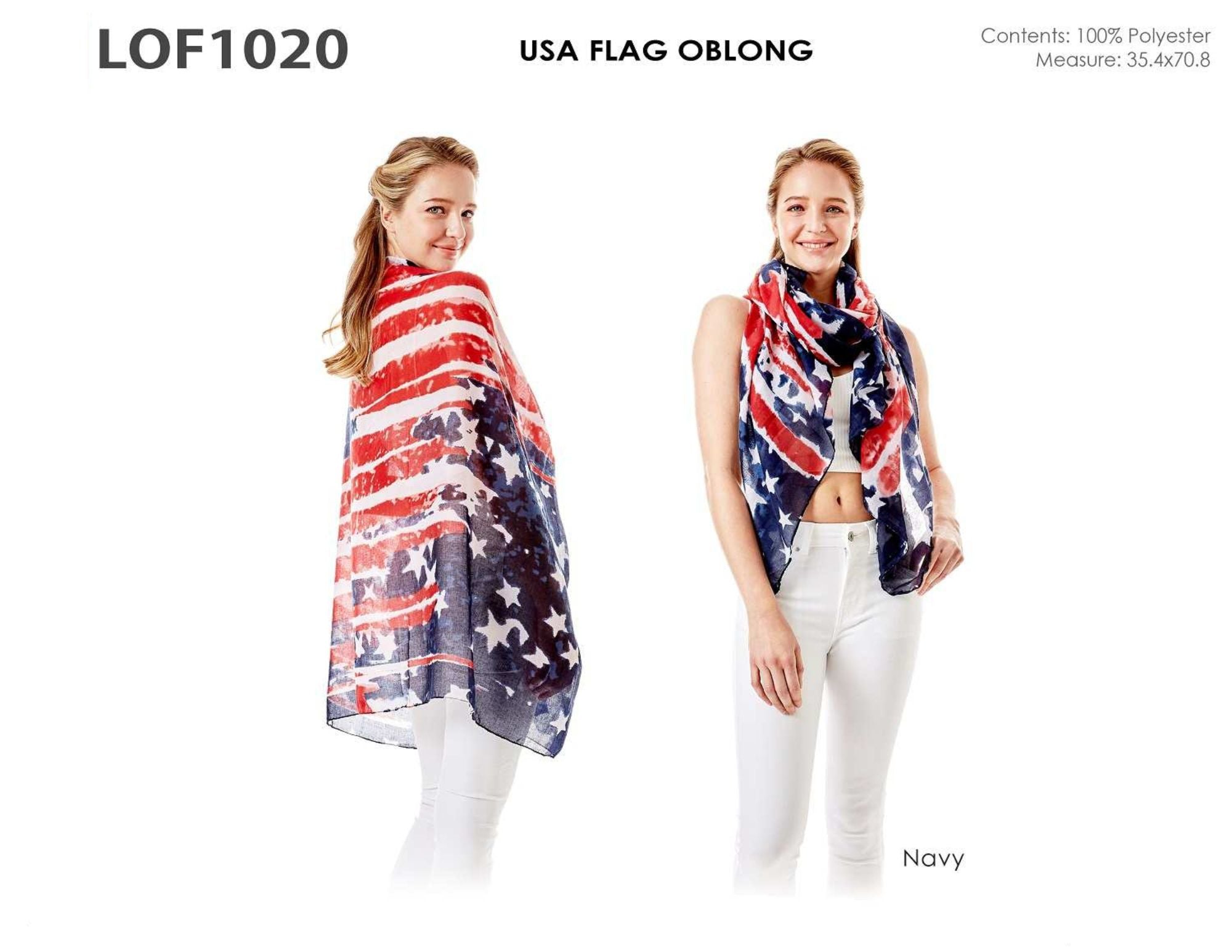 American Flag USA Oblong Scarf