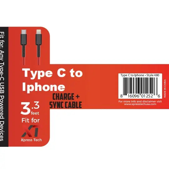 480 - iPhone USB to Type C Cable - Red