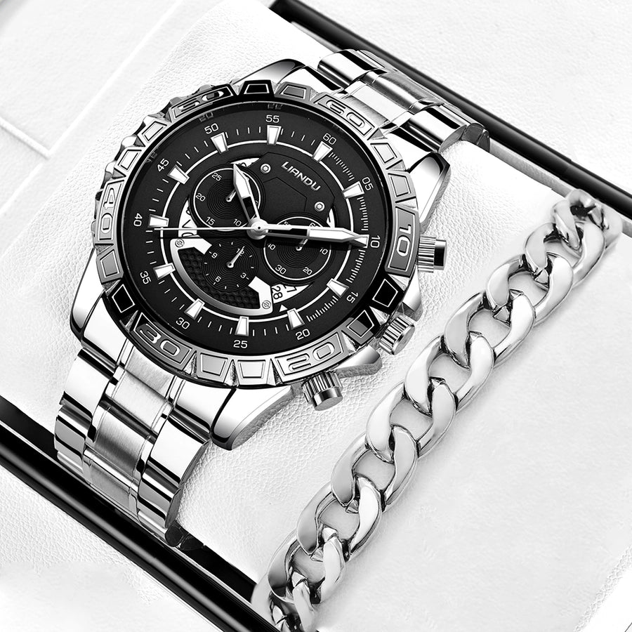 casual geometric buckle quartz men's watches