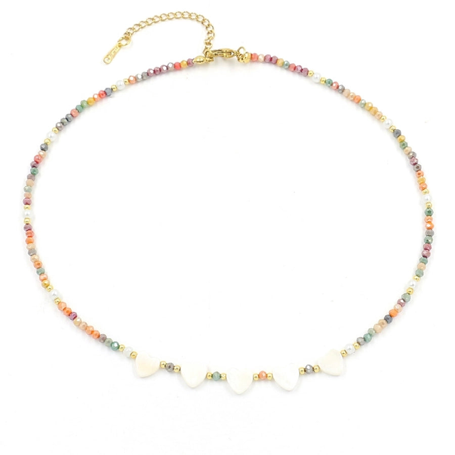 classic style round shell beaded women's necklace