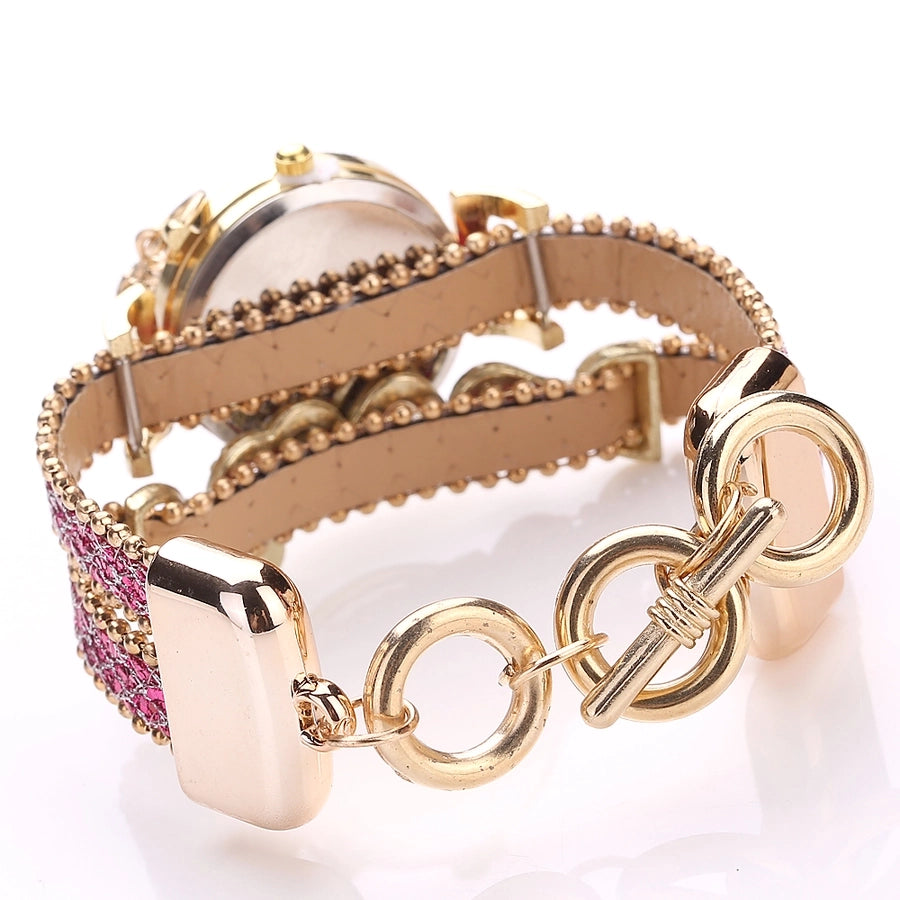 diamond love bracelet watch fashion pu belt circle bracelet watch popular watch