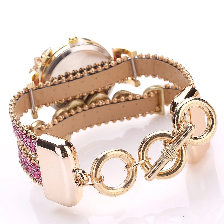 diamond love bracelet watch fashion pu belt circle bracelet watch popular watch