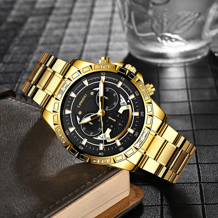 casual geometric buckle quartz men's watches