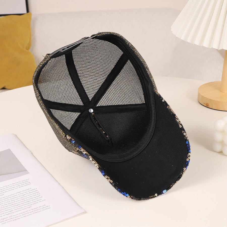 Unisex Casual Classic Style Shiny Leopard Sequins Net Yarn Curved Eaves Baseball Cap