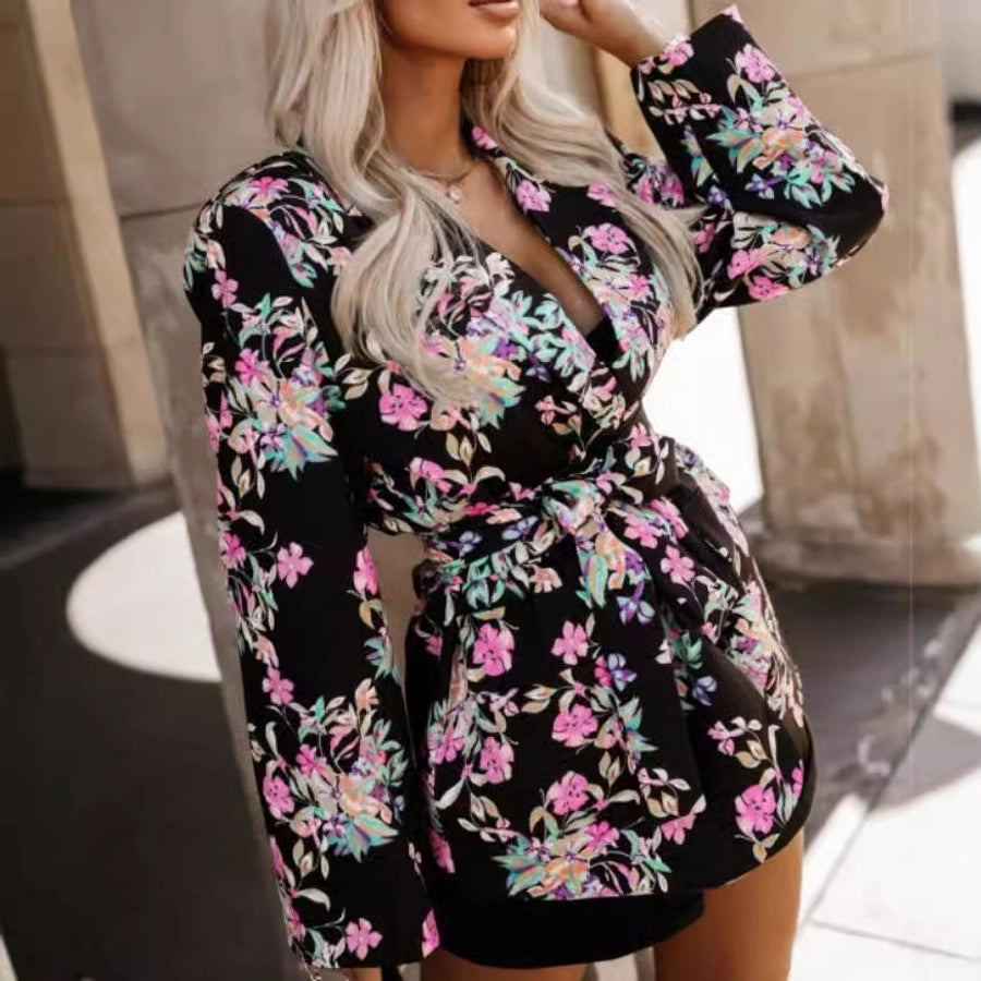 Women's Coat Long Sleeve Blazers Straps Streetwear Flower Leopard