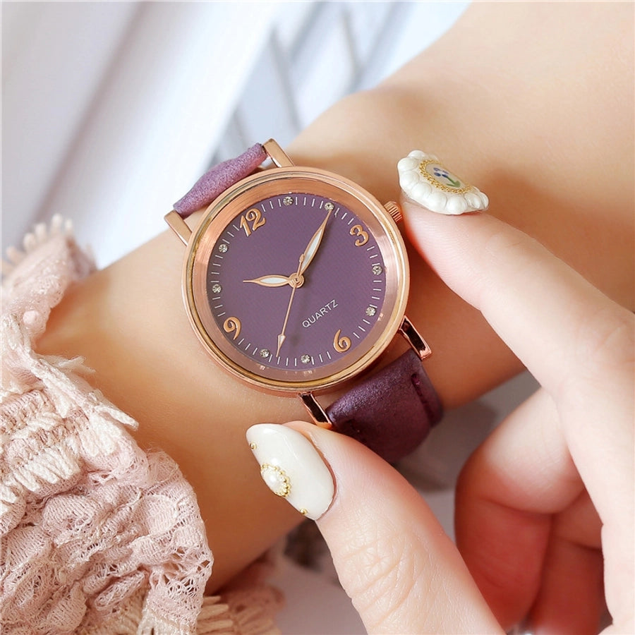 casual solid color buckle quartz women's watches