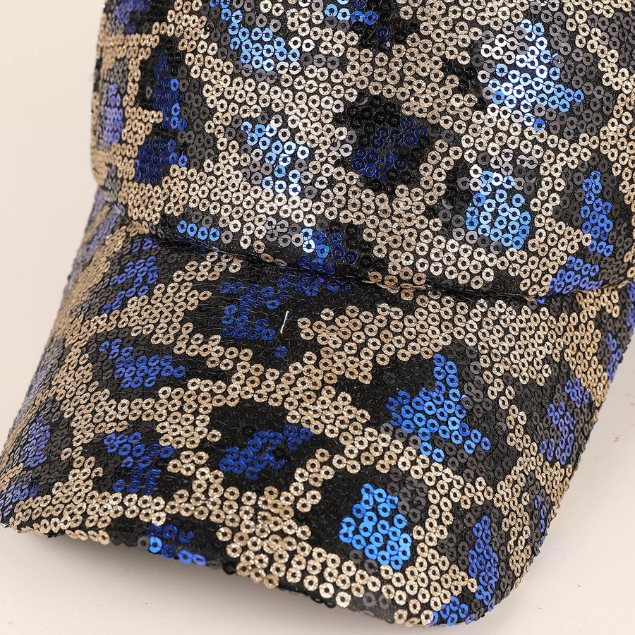Unisex Casual Classic Style Shiny Leopard Sequins Net Yarn Curved Eaves Baseball Cap