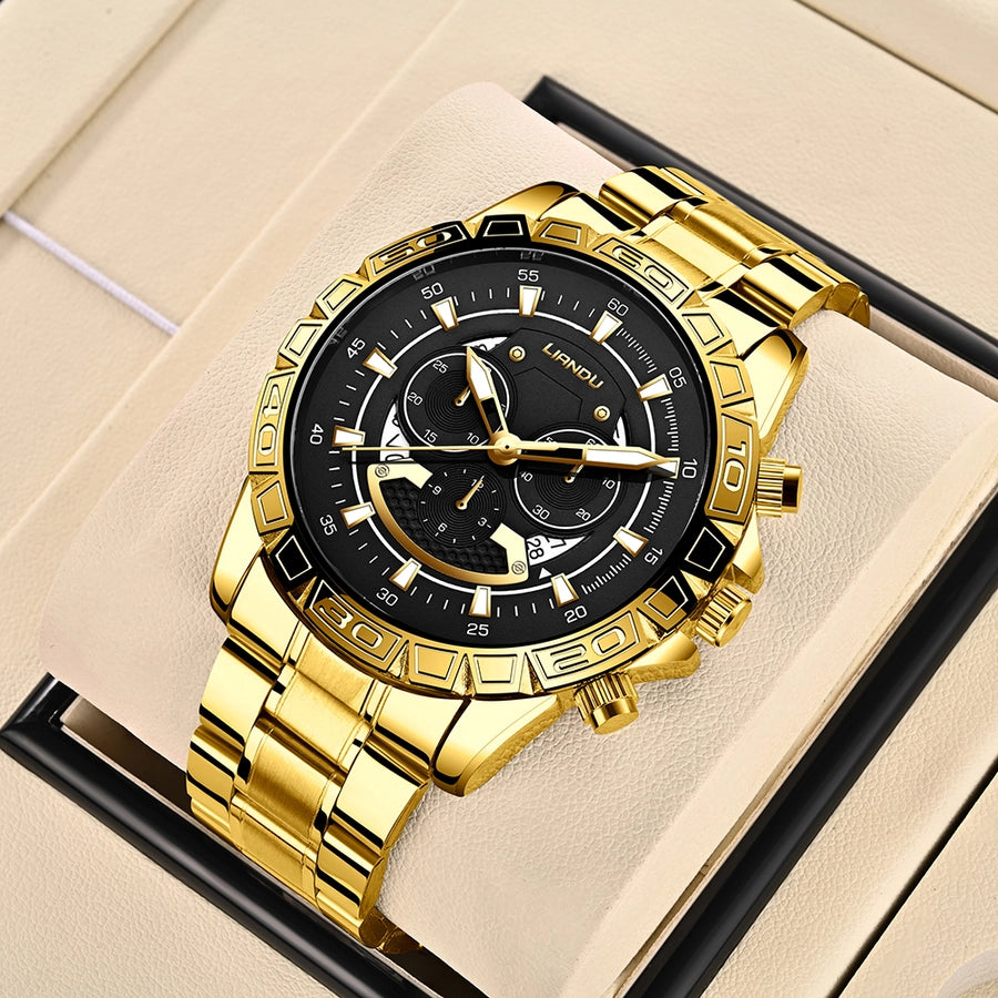 casual geometric buckle quartz men's watches