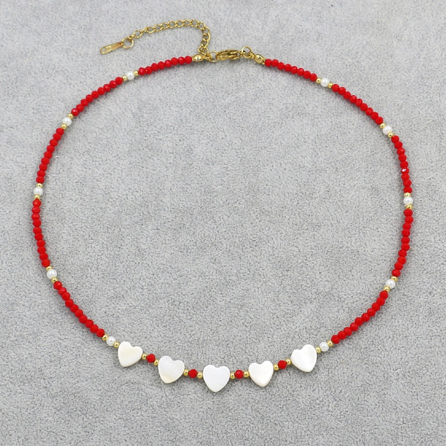 classic style round shell beaded women's necklace
