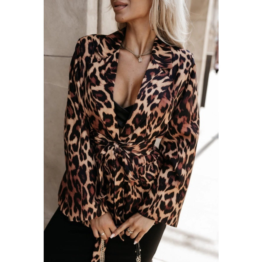 Women's Coat Long Sleeve Blazers Straps Streetwear Flower Leopard