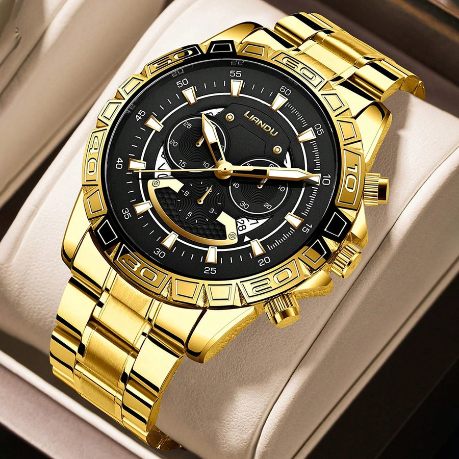 casual geometric buckle quartz men's watches