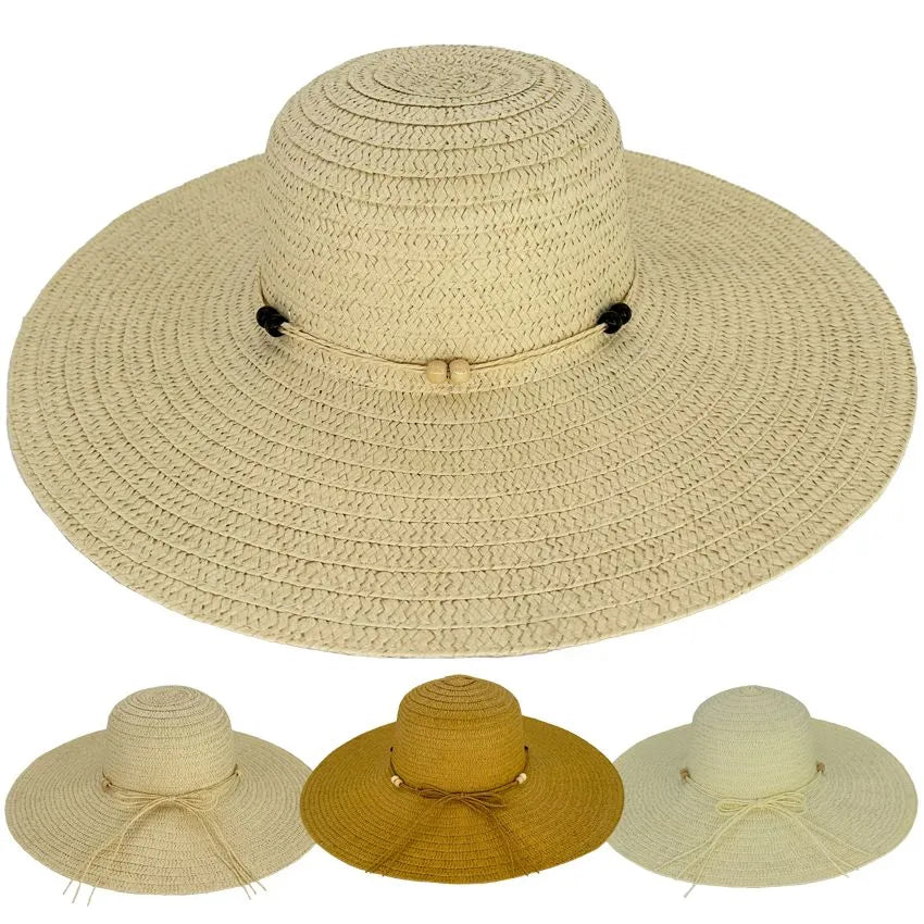 Lightweight Straw Summer Hats for Ladies - Beaded Straw Band WSH018