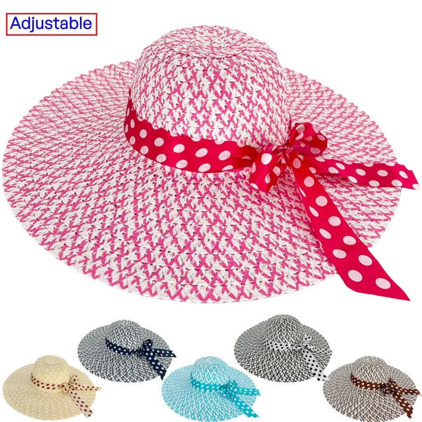 Wide Brim Floppy Ribbon Bow Summer Beach Hat WSH043